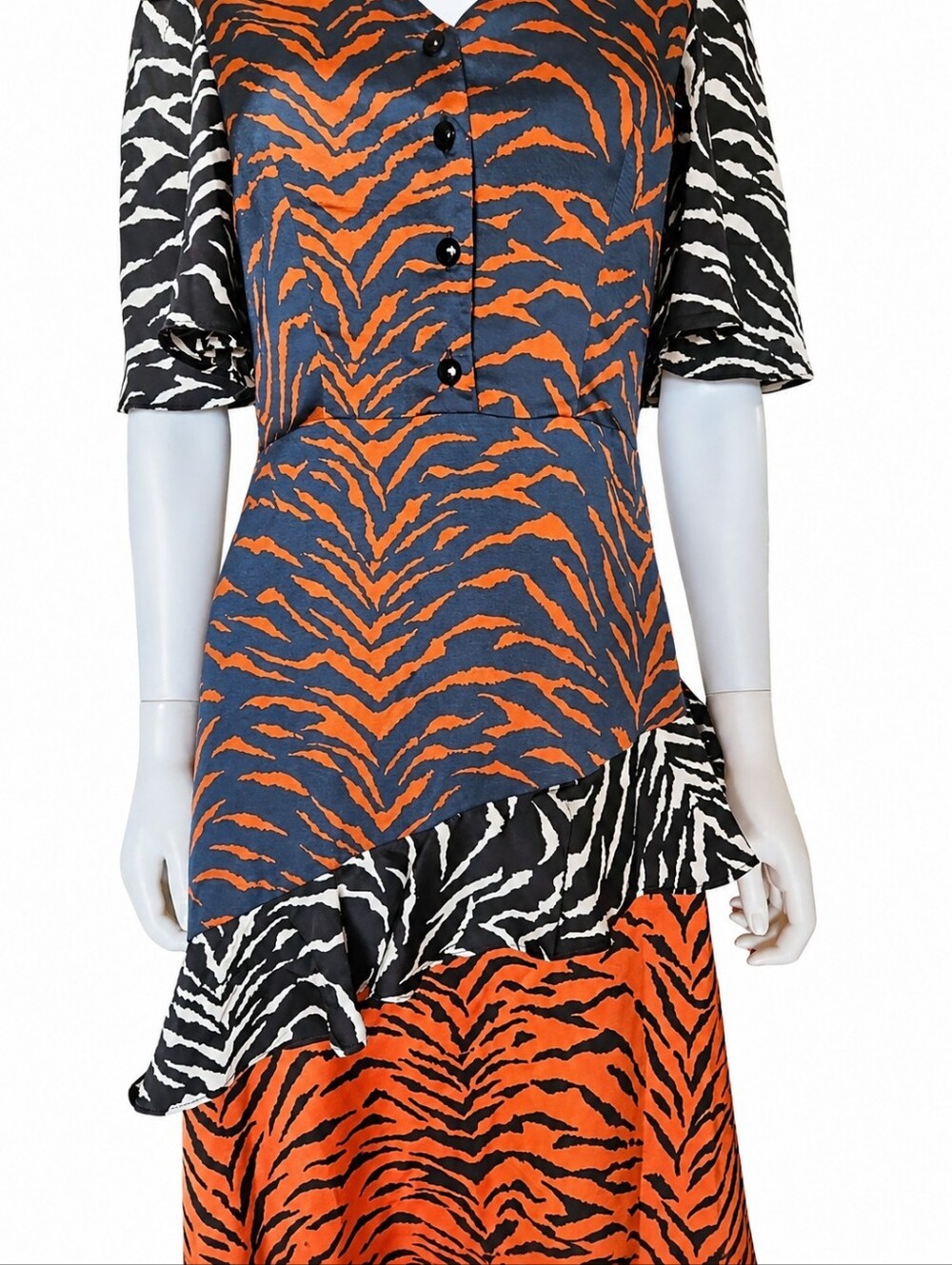 AUTUMN ADEIGBO | Tracy Animal Print Midi Dress Size 2 - Picture 3 of 7